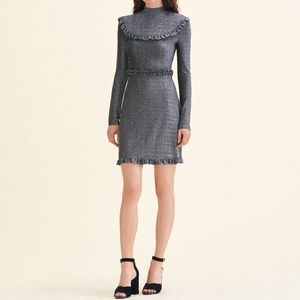 NWT MAJE Rister metallic-knitted dress